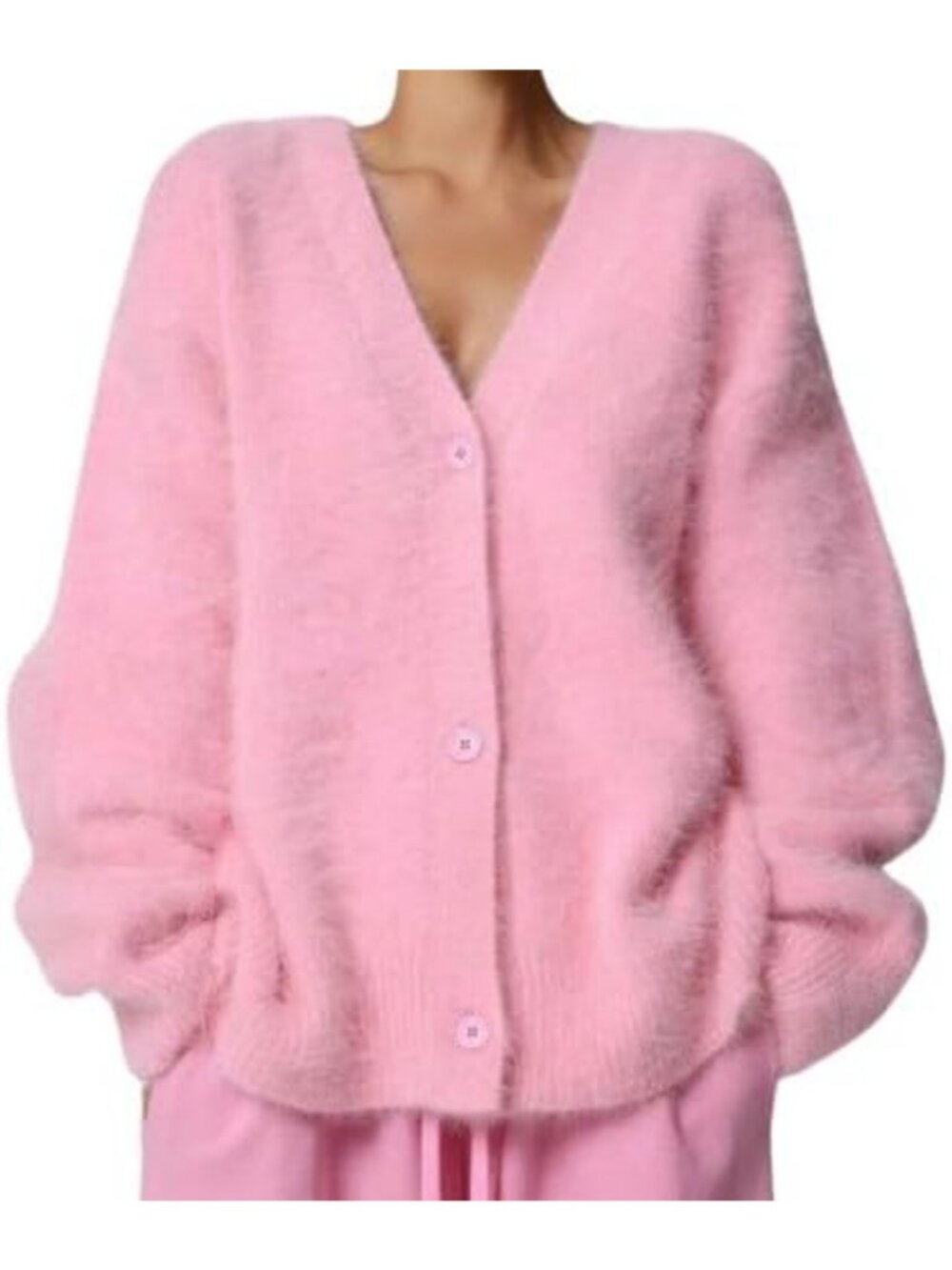 Cozy Oversized V-Neck Fuzzy Cardigan Sweater for Casual Y2K Fall/Winter 2026